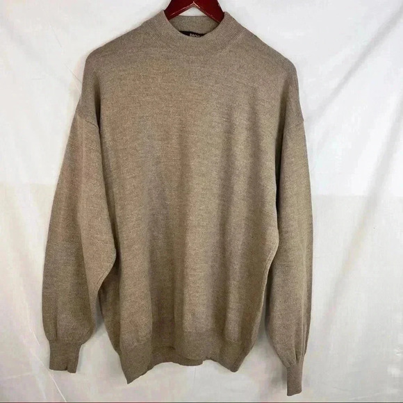 BACHRACH Sweater Mens SZ XL Brown 100% Merino Wool Made In Italy Casual Luxury - Picture 1 of 9